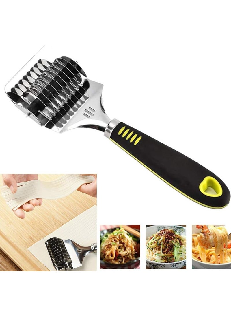 ماسكابوني قطاعة المعكرونة، بكرة شبكية من الفولاذ المقاوم للصدأ، قطاعة العجين، صانعة المعكرونة السباغيتي، قطاعة العجين اليدوية، آلة ضغط المعكرونة، بكرة قطاعة المعكرونة لأدوات الطبخ في المطبخ - Image 1