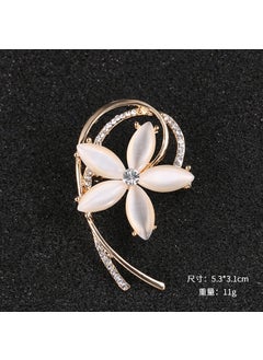 Cats Eye Stone Brooch Pin Cute Floral Design Womens Personalized Lapel Flower Sweater Qipao Suit High-end Japanese Style Lovely Small Accessories XD9488