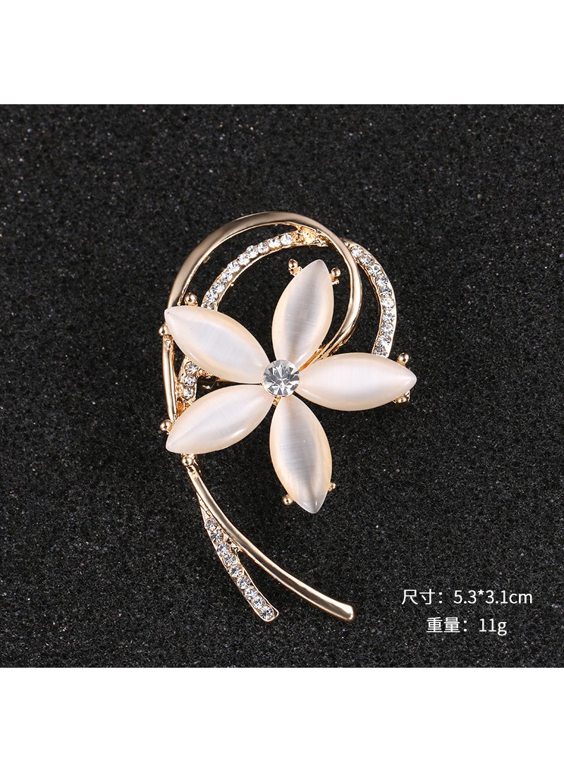 Generic - Cats Eye Stone Brooch Pin Cute Floral Design Womens Personalized Lapel Flower Sweater Qipao Suit High-end Japanese Style Lovely Small Accessories XD9488 - Image 1