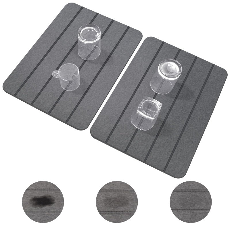 Blaithom Stone Drying Mat for Kitchen Counter,2 Pack 16''x12'' Quick Dish Drying Stone Mat Kitchen,Double-sided Diatomaceous Earth Stone Drying Mat,No Moisture Residue, Stone Dish Drying Mat (Vertical Stripes) - Image 1