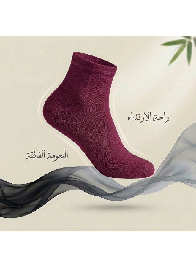 Dodoliza Women Premium Classic Bamboo Socks with Nano Silver Technology Anti Bacterial Medium Size Dark Purple 5 Pairs - Image 5