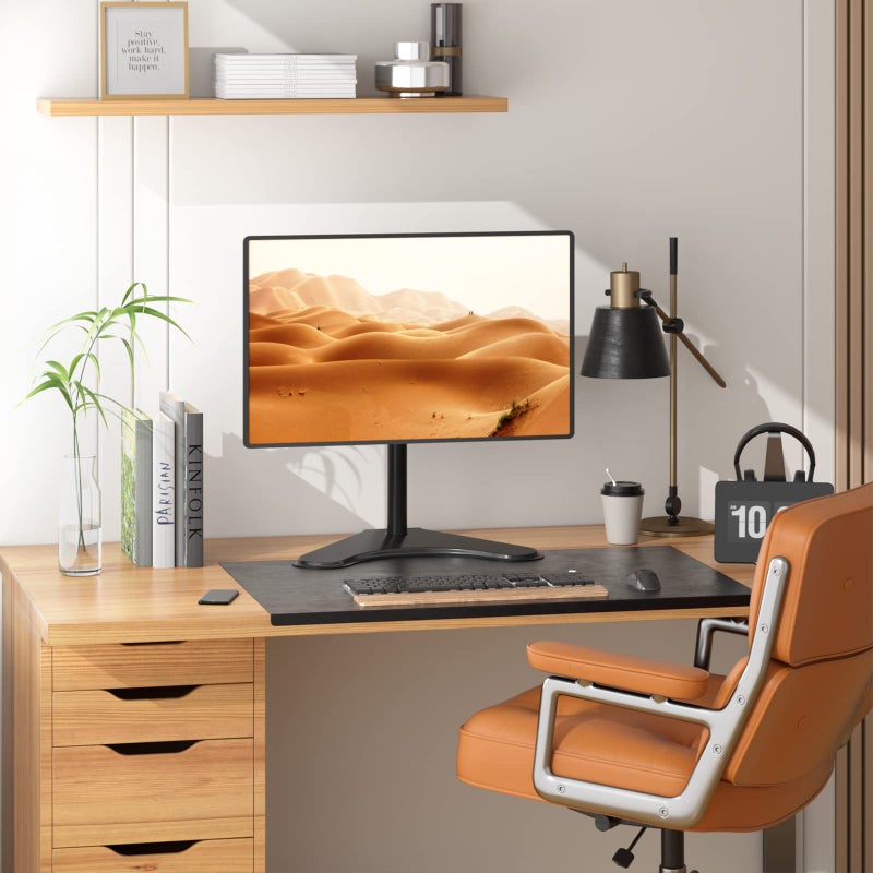 WALI Single Monitor Stand up to 32 Inch Screens, Freestanding Single Monitors Arm Desk Mount, Universal VESA Monitor Mount 75x75/100x100mm, Adjustable Height and Angle (MF001), Black - Image 2