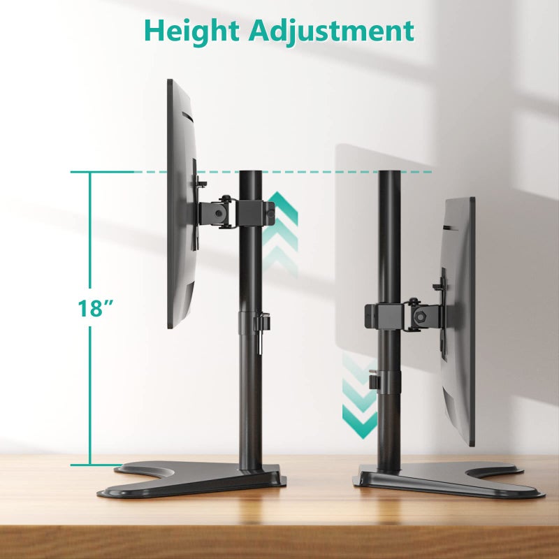 WALI Single Monitor Stand up to 32 Inch Screens, Freestanding Single Monitors Arm Desk Mount, Universal VESA Monitor Mount 75x75/100x100mm, Adjustable Height and Angle (MF001), Black - Image 5