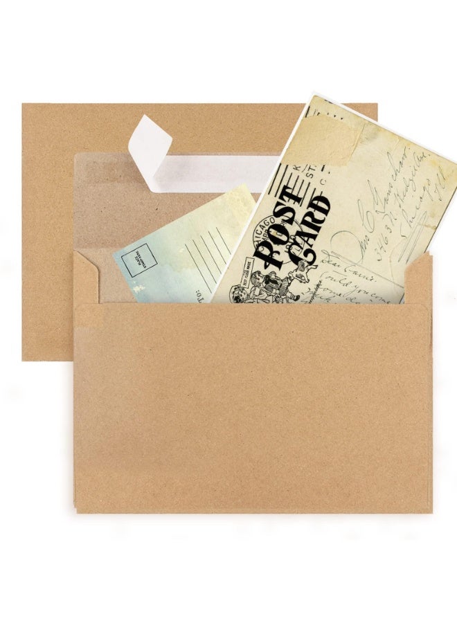 كيلا أظرف للدعوات، عبوة من 50 ظرفًا مقاس A7، أظرف كرافت مقاس 5×7 بوصات، أظرف بطاقات هدايا شخصية للدعوات، حفلات استقبال المولود، حفلات أعياد الميلاد، حفلات الزفاف، أظرف كرافت بني - Image 4