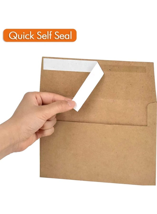 كيلا أظرف للدعوات، عبوة من 50 ظرفًا مقاس A7، أظرف كرافت مقاس 5×7 بوصات، أظرف بطاقات هدايا شخصية للدعوات، حفلات استقبال المولود، حفلات أعياد الميلاد، حفلات الزفاف، أظرف كرافت بني - Image 5