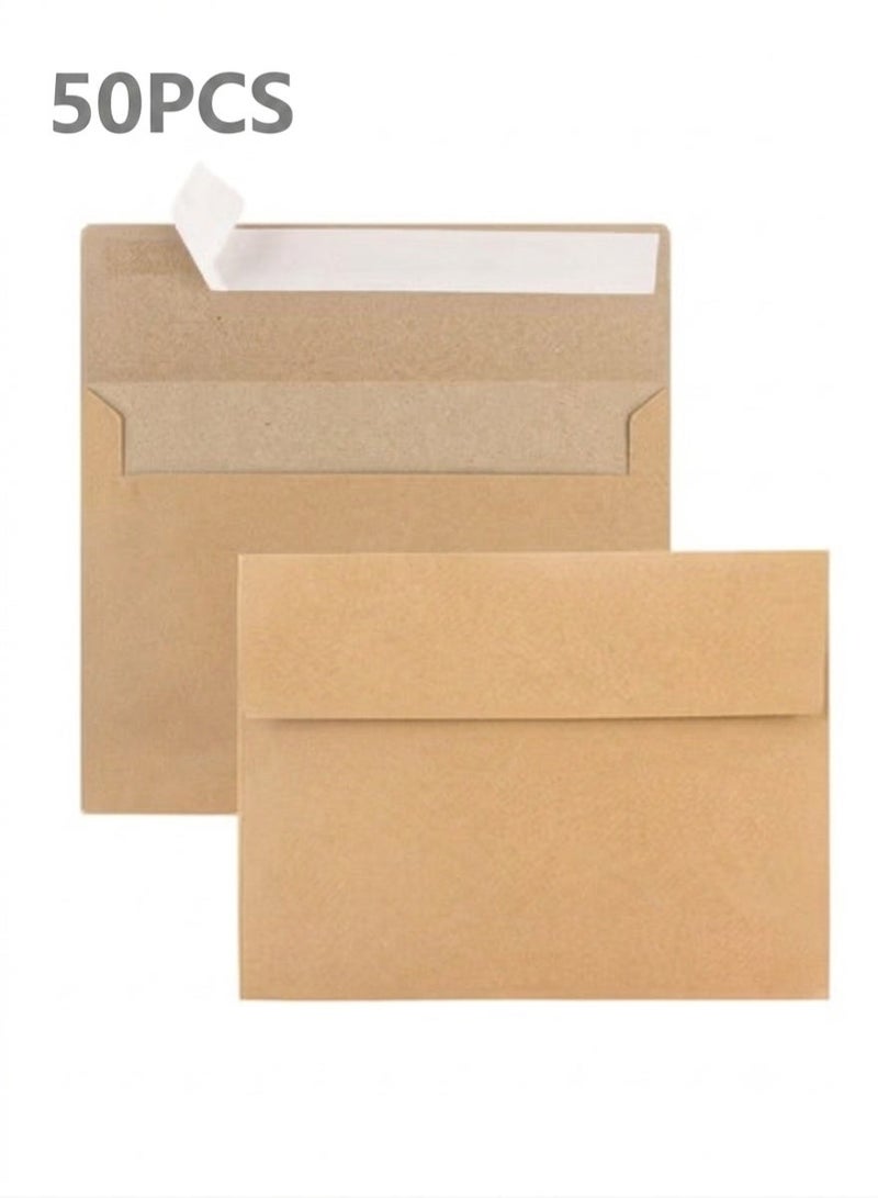 Bukela Envelopes for Invitation, 50 Pack A7 Envelopes, 5x7 Inches Kraft envelopes, Personalized Gift Cards Envelope for Invitations, Baby Shower, Birthday Party, Wedding, Brown Kraft Envelope - Image 1