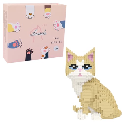 Larcele Cat Micro Building Blocks Animal Set DIY Mini 3D Building Toy Bricks Kit924 Pieces KLJM05 Golden Shorthair - Image 1