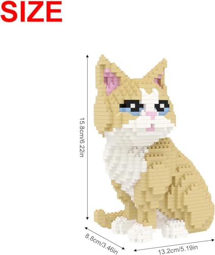 Larcele Cat Micro Building Blocks Animal Set DIY Mini 3D Building Toy Bricks Kit924 Pieces KLJM05 Golden Shorthair - Image 5
