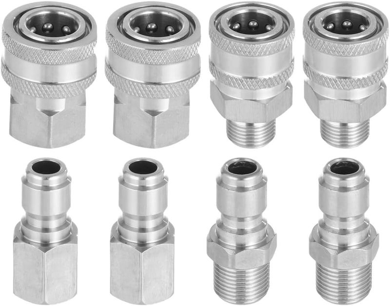 Stainless Steel 3/8 Inch Quick Connect Fittings Kit, 8-Piece Set with Male and Female Npt Threads, Ideal for Pressure Washers and Power Washer Systems - Image 3