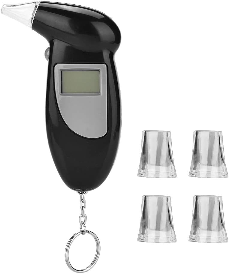 klarako Digital Alcohol Tester, LCD Screen Professional Alcohol Breath Tester Analyzer Lie Detector Breathalyser No Backlight with Five Mouthpieces - Image 1