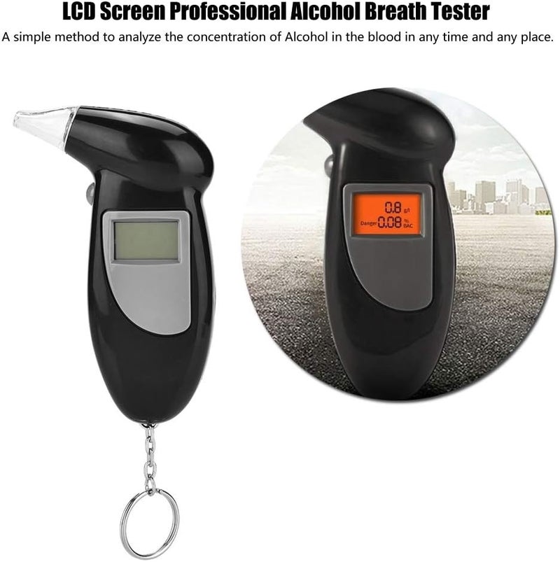 klarako Digital Alcohol Tester, LCD Screen Professional Alcohol Breath Tester Analyzer Lie Detector Breathalyser No Backlight with Five Mouthpieces - Image 4