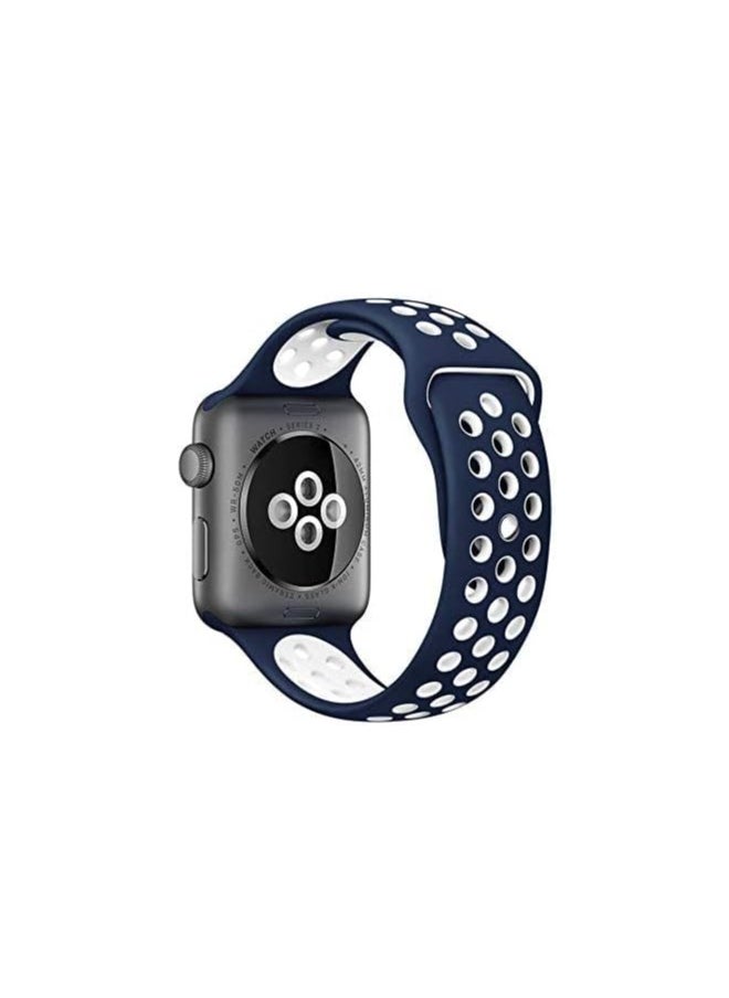 ten.tech Silicone Sport Band for Apple Watch Ultra/Ultra 2 49mm 45mm 44mm 42mm, Waterproof Breathable Soft Silicone Sport Band for iWatch Ultra SE 8/7/6/5/4/3/ 2/1, from Tin Tech Navy Blue & white  - Image 3