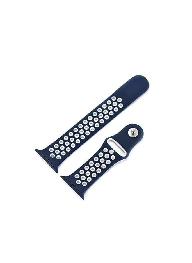 ten.tech Silicone Sport Band for Apple Watch Ultra/Ultra 2 49mm 45mm 44mm 42mm, Waterproof Breathable Soft Silicone Sport Band for iWatch Ultra SE 8/7/6/5/4/3/ 2/1, from Tin Tech Navy Blue & white  - Image 4