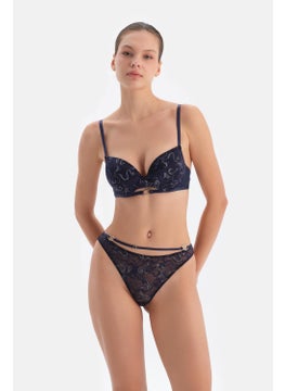 dagi Navy Blue Accessory Detailed Non-Padded Lace Bra  - Image 5