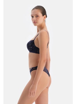 dagi Navy Blue Accessory Detailed Non-Padded Lace Bra  - Image 3