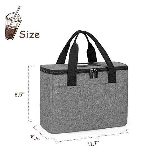 Trunab Reusable 3 Cups Drink Carrier for Delivery with Adjustable Dividers, Insulated Drink Caddy Holder Bag for Take Out, Beverages Carrier Tote with Handle for Outdoors,Patented Design, Grey - Image 5