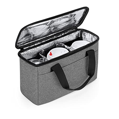Trunab Reusable 3 Cups Drink Carrier for Delivery with Adjustable Dividers, Insulated Drink Caddy Holder Bag for Take Out, Beverages Carrier Tote with Handle for Outdoors,Patented Design, Grey - Image 1