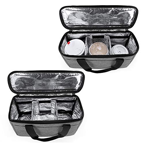 Trunab Reusable 3 Cups Drink Carrier for Delivery with Adjustable Dividers, Insulated Drink Caddy Holder Bag for Take Out, Beverages Carrier Tote with Handle for Outdoors,Patented Design, Grey - Image 2