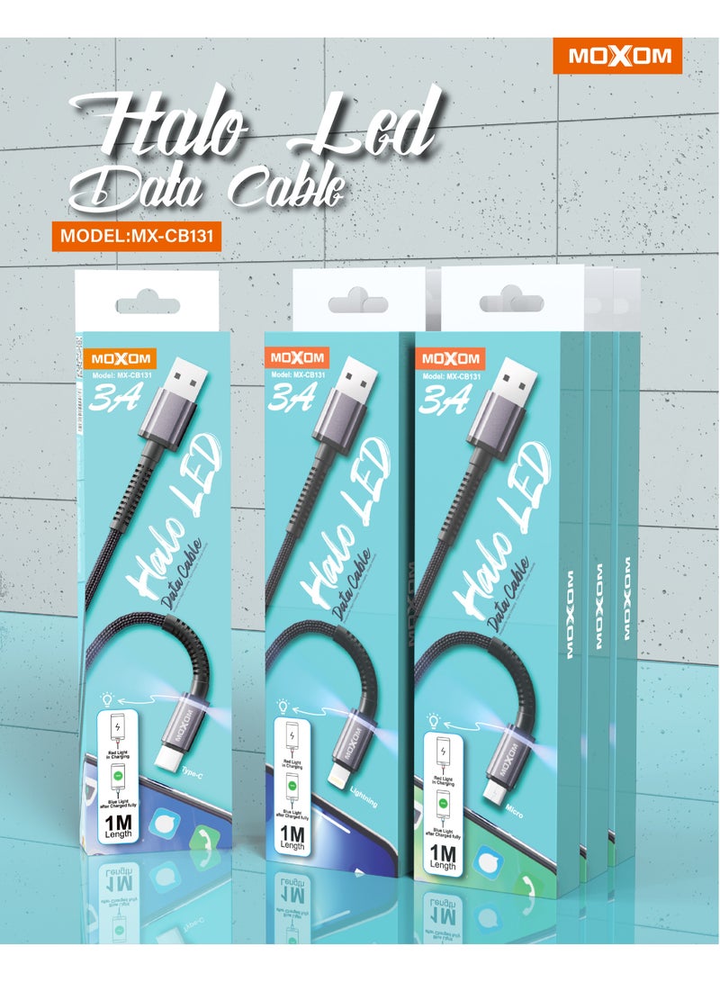 MOXOM CB131 Type-C USB 1 Meter Cable Black - Image 2