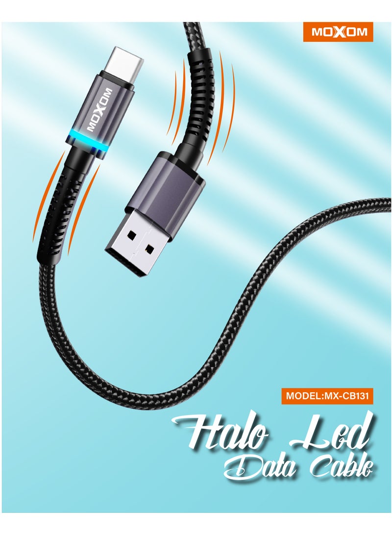 MOXOM CB131 Type-C USB 1 Meter Cable Black - Image 1
