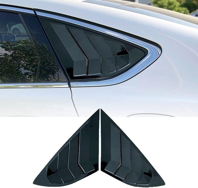 BOLTRY ABS Rear Side Window Louvers Air Vent Scoop Shades Cover Blinds Trim for Ford Fusion 2013 2014 2015 2016 2017 2018 2019 2020 2021 (Bright Black) - Image 1
