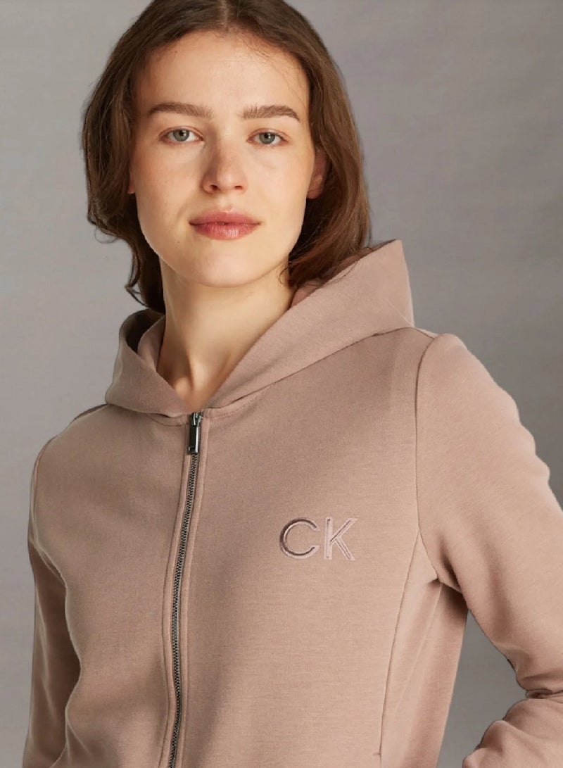 CALVIN KLEIN Regular Fit Satin Zip Hoodie - Image 3