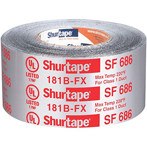 Shurtape شريط شورتاب SF 686 UL شيرماستيك من البوتيل الفضي للداخل والخارج، مدرج/مطبوع 181B-FX، 3" × 33.3 ياردة، لفة واحدة (111163) - Image 1
