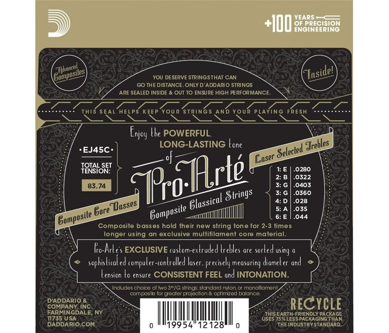 Daddario EJ45C Pro-Arte’ Composite Clear Nylon Classical Guitar Strings - Normal Tension - Image 2