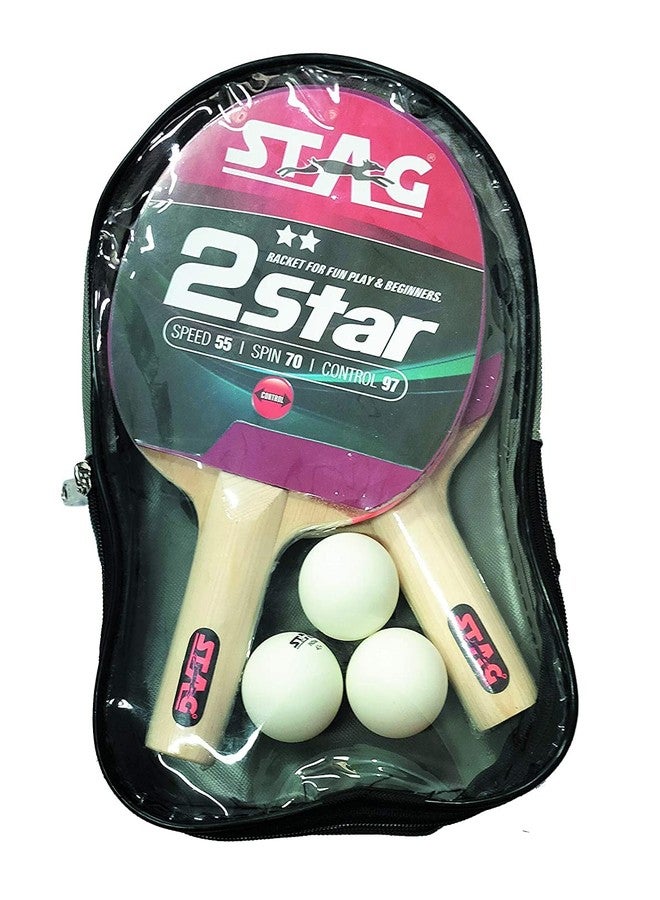 STAG 2 Star TT Playset with White Ball Stag Professional Table Tennis (T.T) Set - Table Tennis Rackets and T.T Balls Included| All-in-One Ping Pong Paddle Playset - Table Game Accessories - Image 1