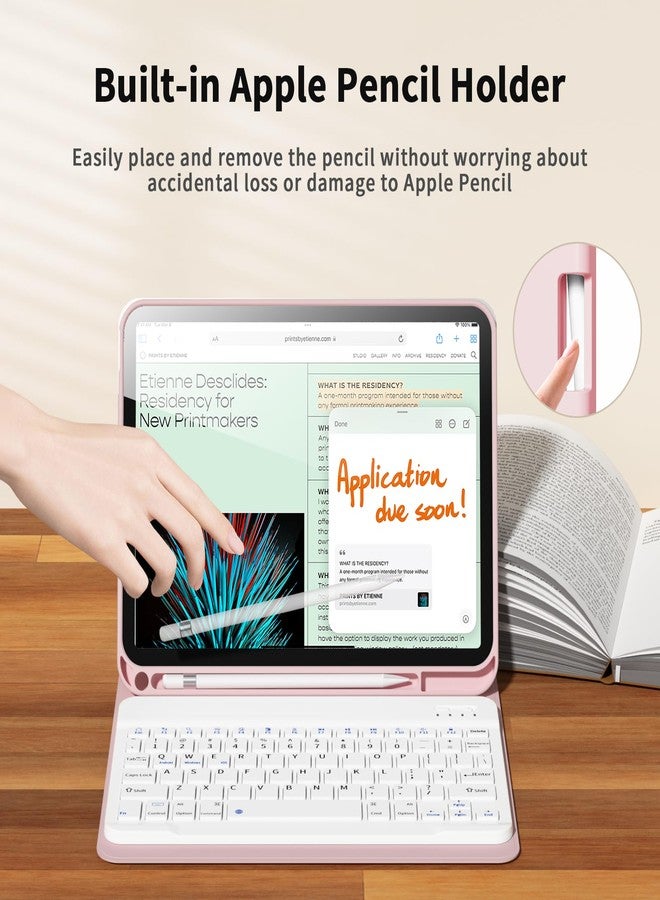 kenke Keyboard Case for iPad (A16) 11 Inch 2025 / 10th Generation 2022 10.9 Inch, Stand Folio Smart Cover with Magnetically Detachable Wireless Keyboard for iPad 11th/10th Gen, Light Pink - Image 4