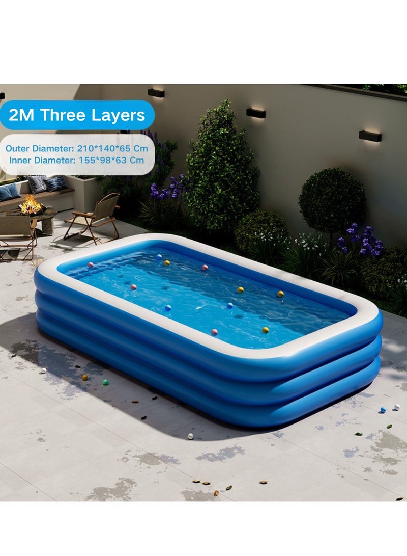 McDou Inflatable Swimming Pool, Thickened Inflatable Family Pool, Blue and White Pool, Suitable for Garden, Yard, Family Summer Water Party - Image 2