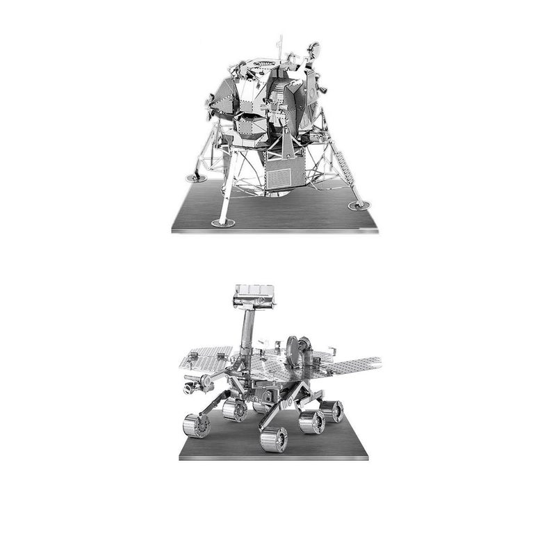 Fascinations Metal Earth 3D Laser Models Spacecraft Set of 2 - Mars Rover, Apollo Lunar Module - Image 1