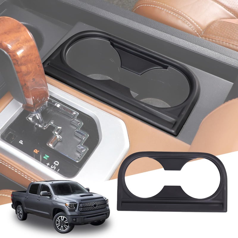METYOUCAR ABS Plastic Front Seat Central Armrest Cup Holder Cup Trim Decor Sticker for Toyota Tundra 20142021 Matte Black