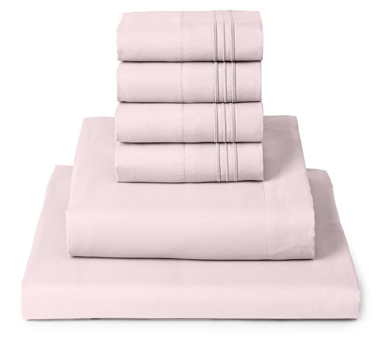 Mellanni King Sheet Set 6Piece Iconic Collection Bedding Including 4 Pillowcases 16Inch Deep Pocket Easy Care Extra Soft Cooling Sheets Brushed Microfiber Blush Pink