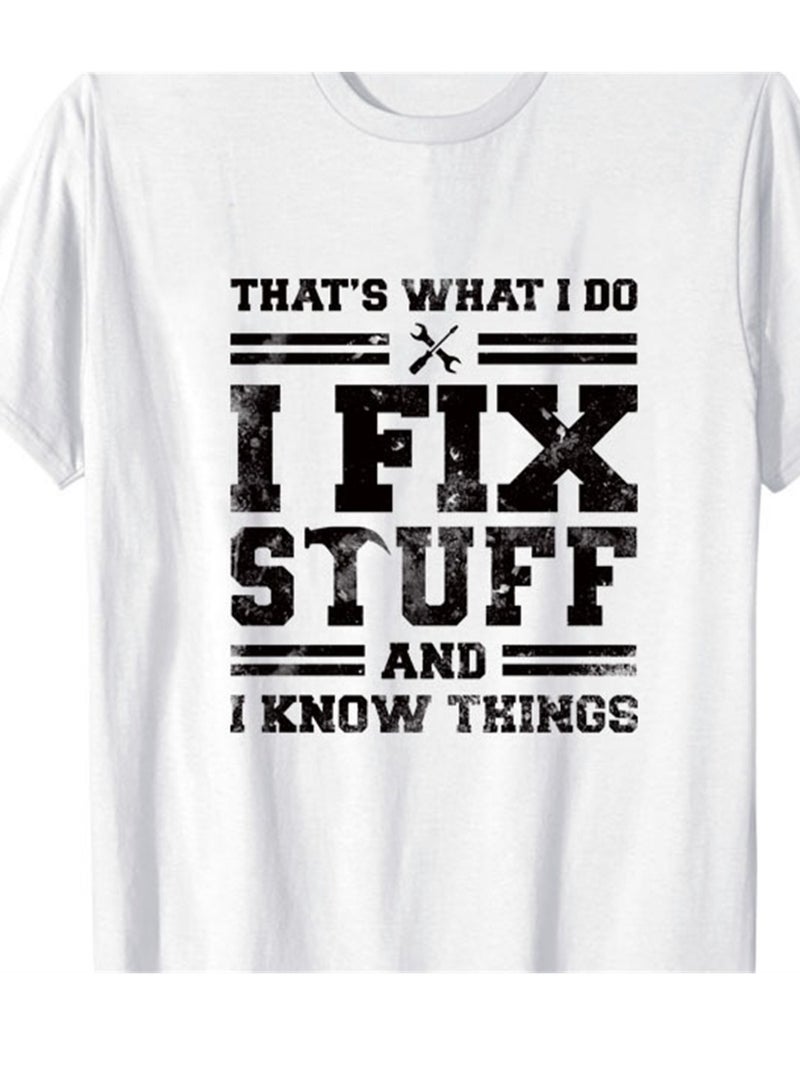THAT'S WHAT I DO crew neck loose letter men's short-sleeved T-shirt - Image 3