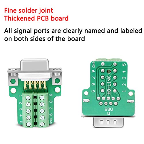 ANMBEST 2PCS DB9 Solderless Connector, RS232 D-SUB Serial to 9-Pin Port Terminal Male Adapter Connector Breakout Board with Locking Housing - Image 4