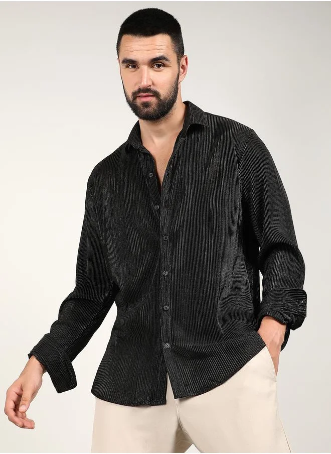 كامبوس سوترا Pleat-Creased Regular Fit Shirt by Styli
