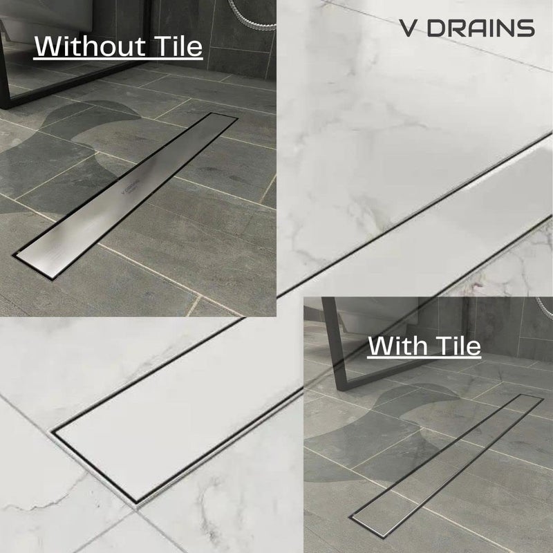 V DRAINS 450x100 mm Tile Marble Insert Floor Shower Drain Channel | Linear (Long) Drain for Bathrooms, Floor, Balconies of SS (Grade AISI 304 18/8) with Cockroach Trap | Side Outlet (18x4 inches) - Image 5