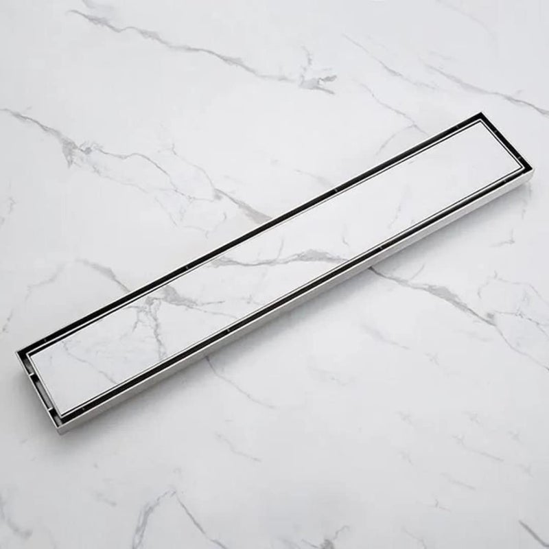 V DRAINS 450x100 mm Tile Marble Insert Floor Shower Drain Channel | Linear (Long) Drain for Bathrooms, Floor, Balconies of SS (Grade AISI 304 18/8) with Cockroach Trap | Side Outlet (18x4 inches) - Image 1