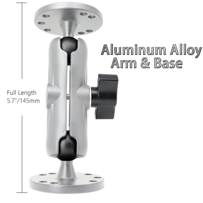 VAUBORTTI Aluminum Ball Mount for Garmin Striker 4,Double AMPS Round Plates,1" Ball Fit for RAM Kit,Drill Base for Fish Finder,GPS Chartplotter Holder, T-Bolt Track Mount for Kayak Boat Marine - Image 2