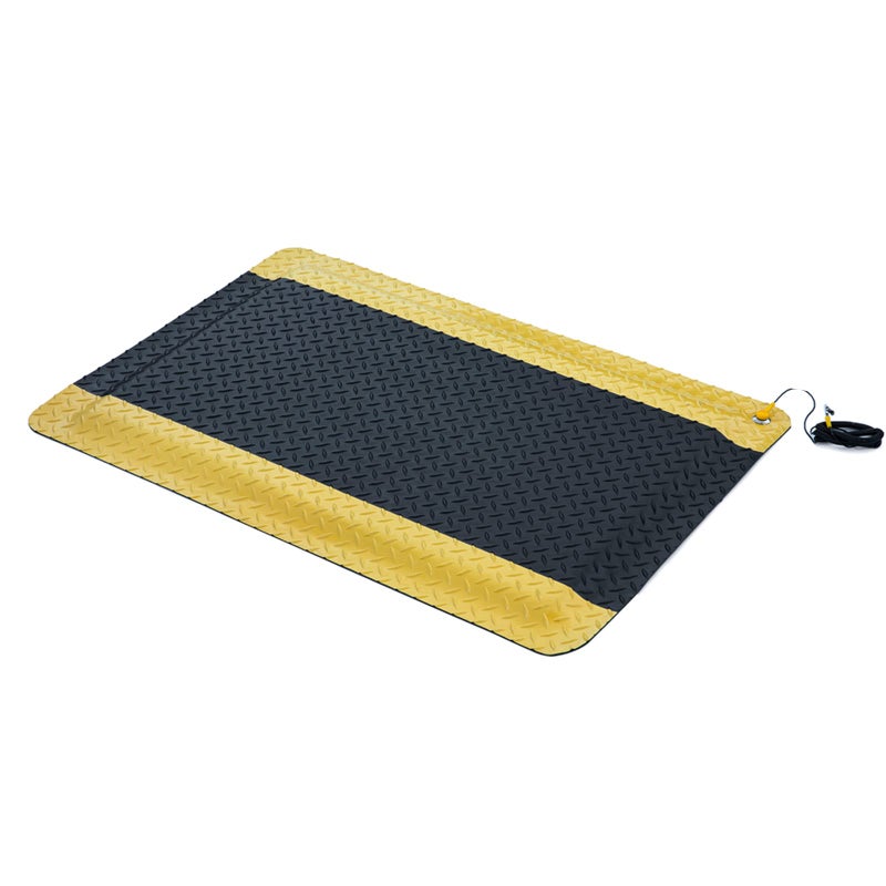 3 × 12 حصيرة مضادة للتعب موصلة ESD متينة ثقيلة الوزن لوحة ماسية إسفنج ناعم حصيرة مريحة غير قابلة للانزلاق مقاومة للماء للأرضيات التجارية والصناعية سميكة 34 أسود مع حافة صفراء