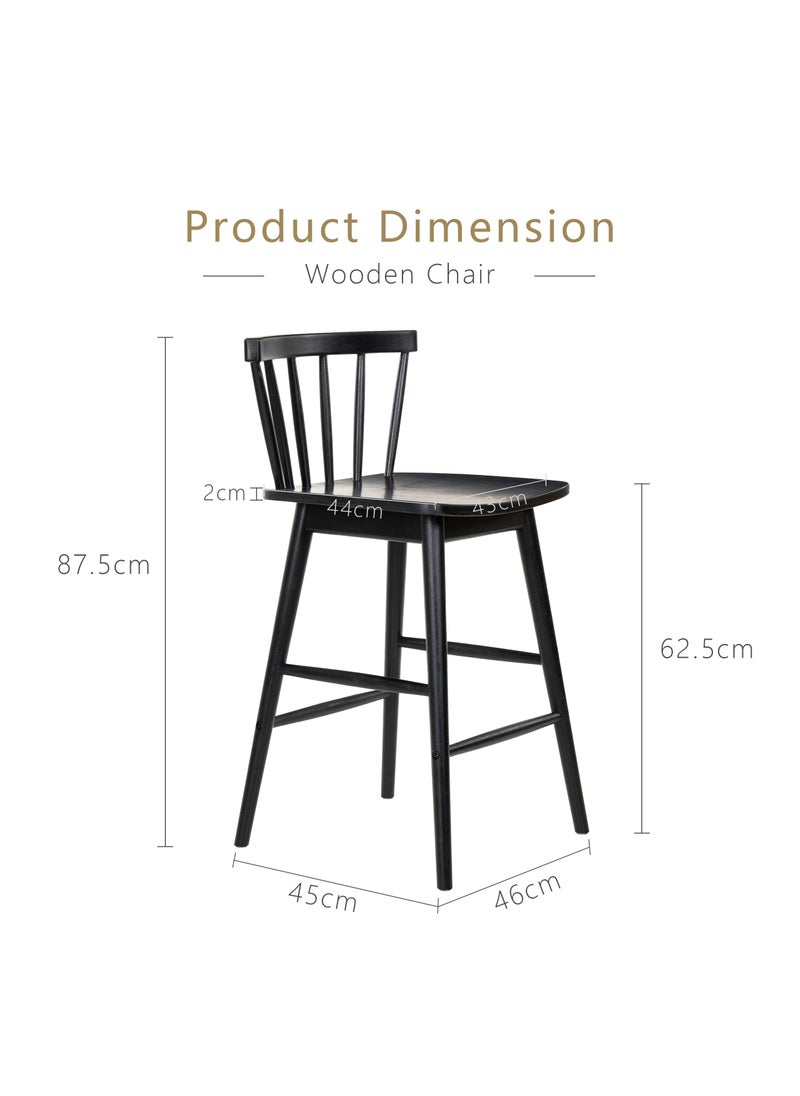 Chogori Wooden Bar Stools Set of 2 for Kitchen Island, Farmhouse 24 Inch Counter Height Stools Chairs with Spindle Back, Black  - Image 2