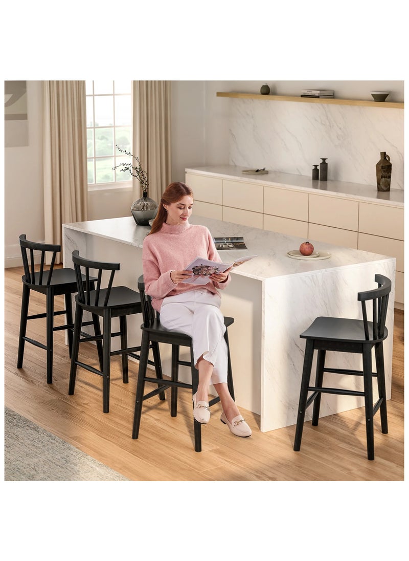 Chogori Wooden Bar Stools Set of 2 for Kitchen Island, Farmhouse 24 Inch Counter Height Stools Chairs with Spindle Back, Black  - Image 3