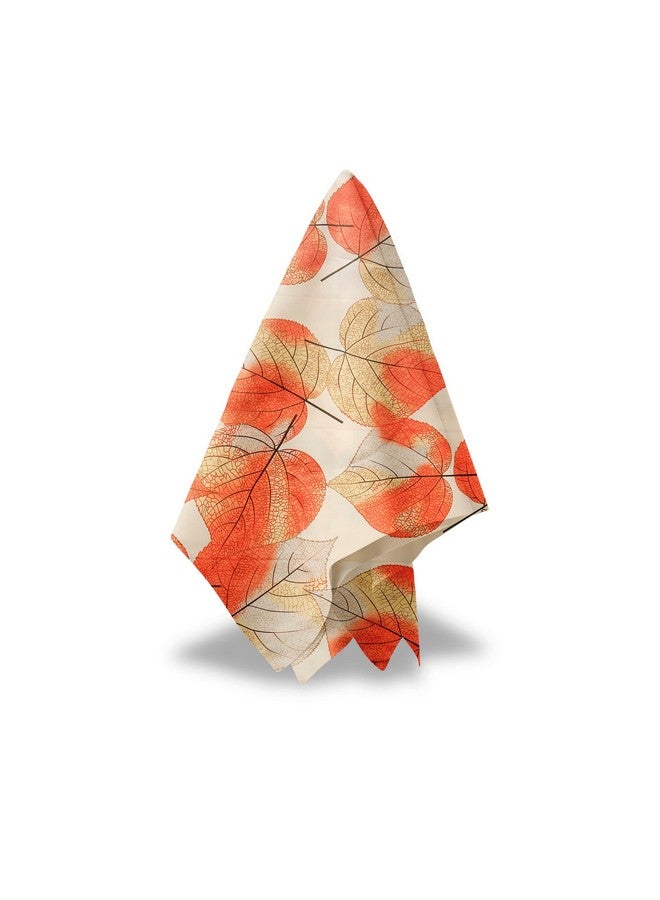Threads & Yarn Scarf for Women Square Satin Silk Like Fashion Accessory Scarves Hijab Wraps Headscarf Size 90 x 90 cms (Leaves_Orange) - Image 4