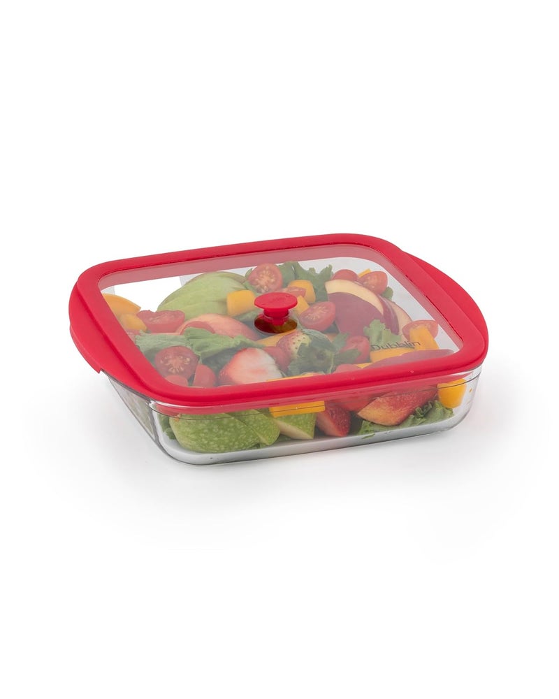 DUBBLIN LATINO SQUARE 1600 Glass CasseroleCumServing Bowl with Lid Microwave Safe Stylish Durable 1600ml Capacity - Image 1