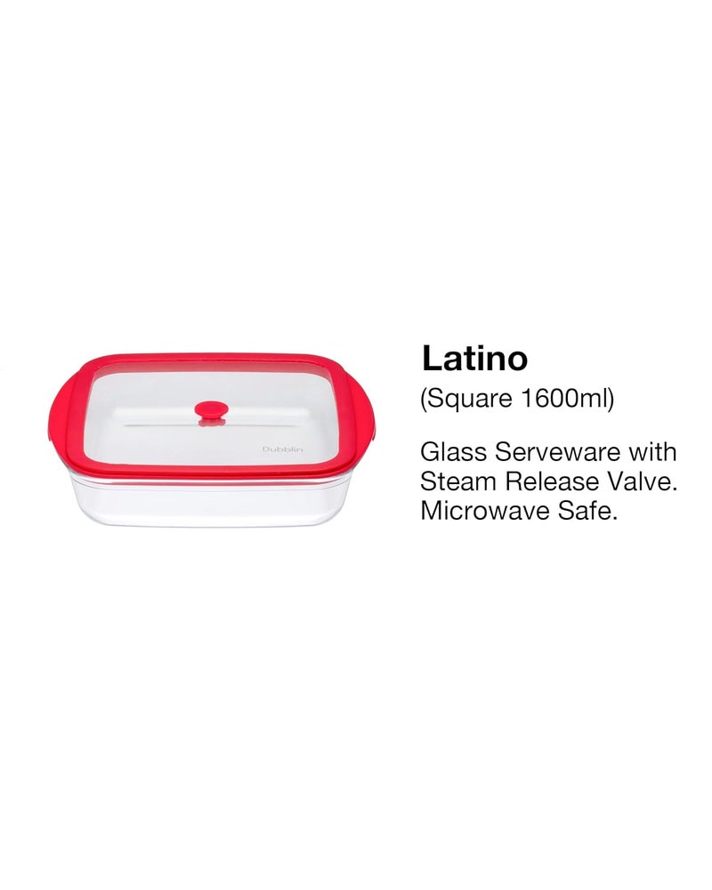 DUBBLIN LATINO SQUARE 1600 Glass CasseroleCumServing Bowl with Lid Microwave Safe Stylish Durable 1600ml Capacity - Image 5