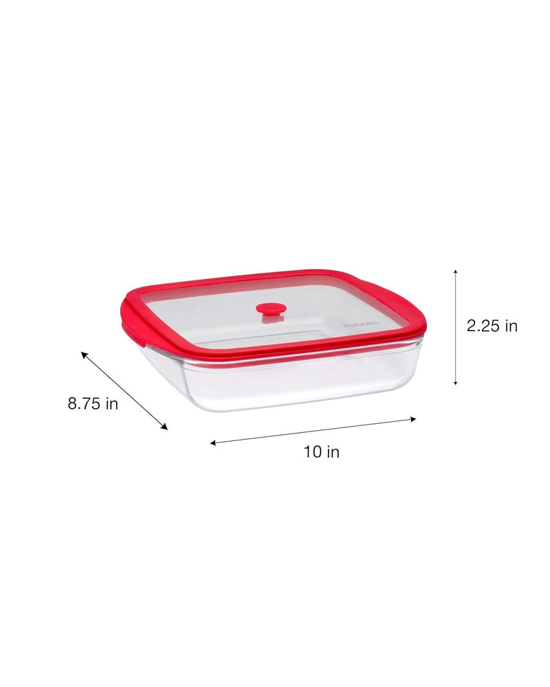 DUBBLIN LATINO SQUARE 1600 Glass CasseroleCumServing Bowl with Lid Microwave Safe Stylish Durable 1600ml Capacity - Image 3