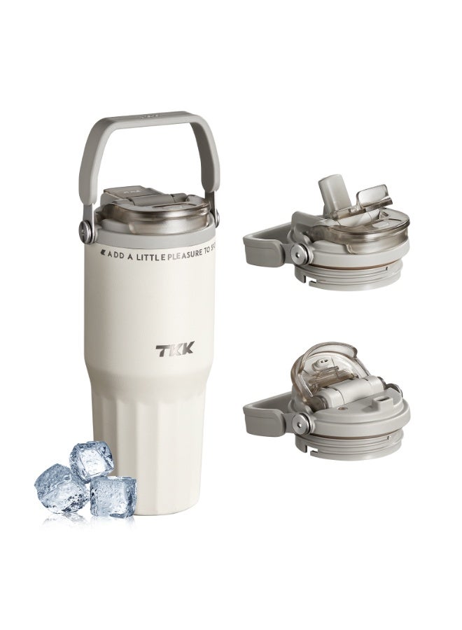 TKK 730ml Stainless Steel Water Bottle Keep Temperature for 6 to 12 Hours with Handle | White - Image 1