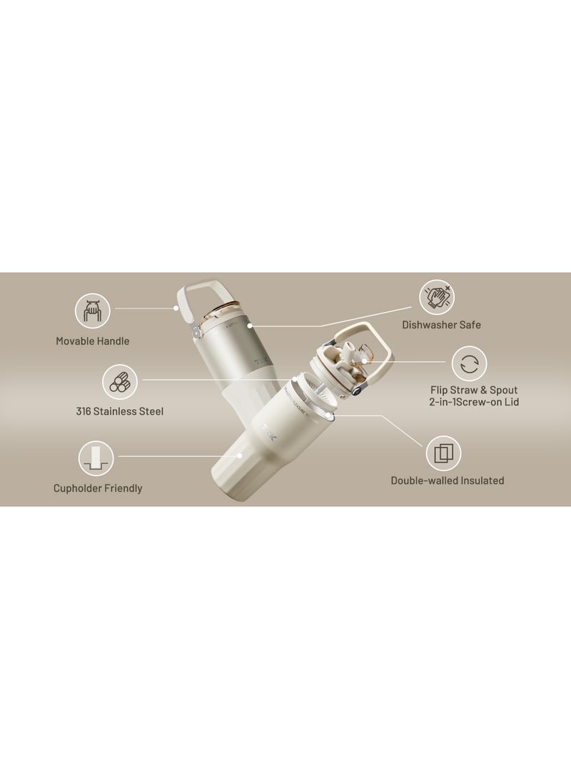 TKK 730ml Stainless Steel Water Bottle Keep Temperature for 6 to 12 Hours with Handle | White - Image 3