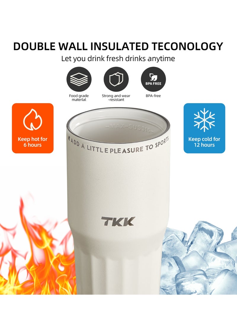 TKK 730ml Stainless Steel Water Bottle Keep Temperature for 6 to 12 Hours with Handle | White - Image 5